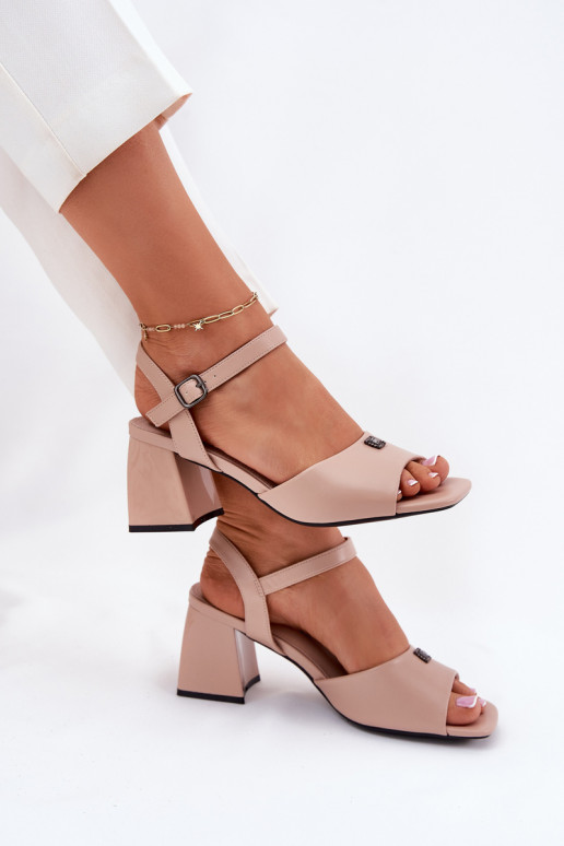 Women's Heeled Sandals Vinceza 62235 Beige