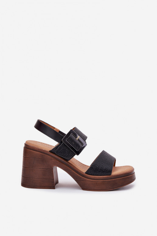 Women's sandals on a chunky heel and platform Black Vinceza 17387