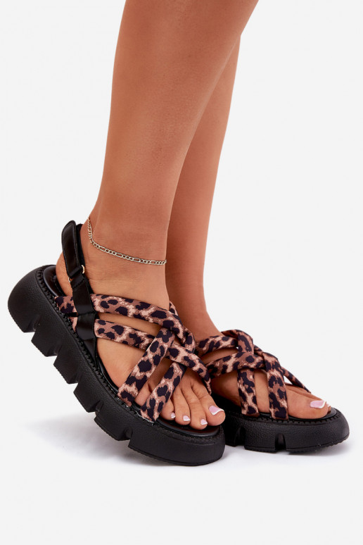 Women's Platform Sandals With Straps Leopard Print Filamira
