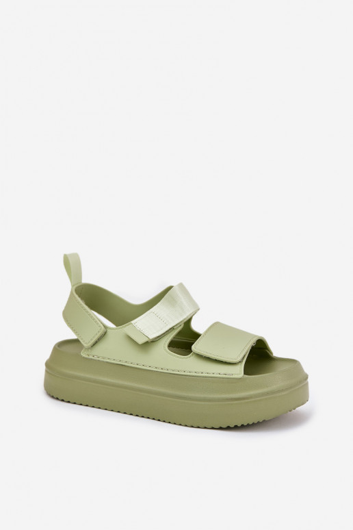 Women's Platform Sandals With Velcro Green Nitepira