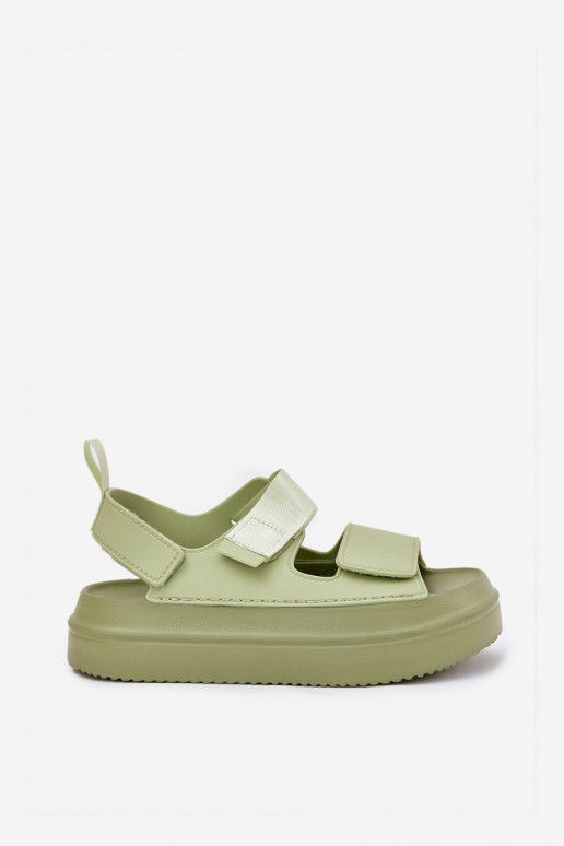 Women's Platform Sandals With Velcro Green Nitepira