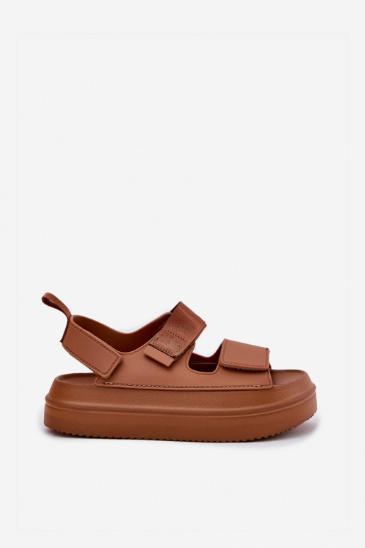 Women's platform sandals with Velcro Camel Nitepira