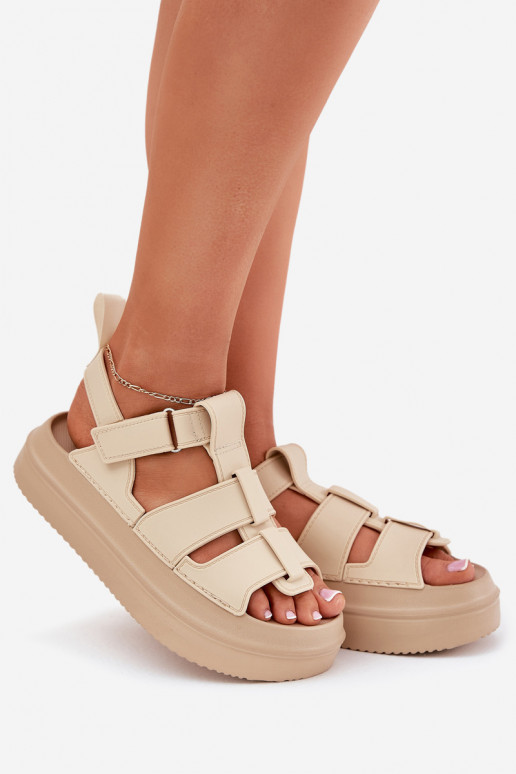 Beige Platform Sandals Women Nitavelia