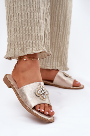 Ladies Flat Sandals With Decorative Detail S.Barski KV51-087 Gold 2