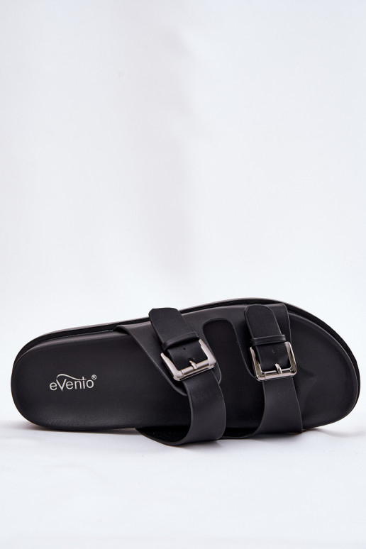 Women's Slippers With Golden Buckles Black Sonarea