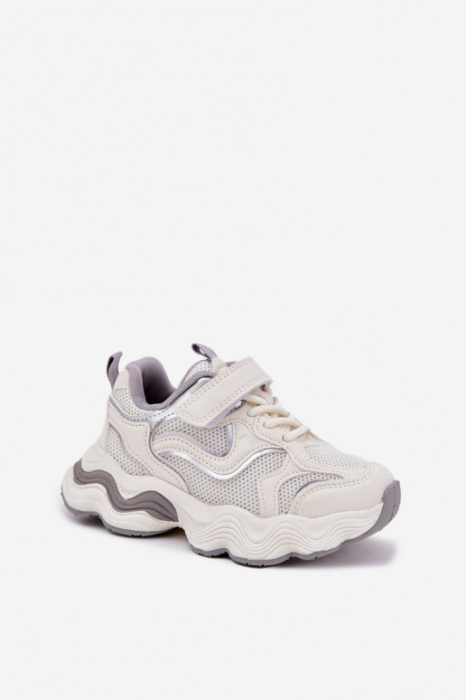 Sneakersy Dziecięce Na Grubej Podeszwie Białe Lianees