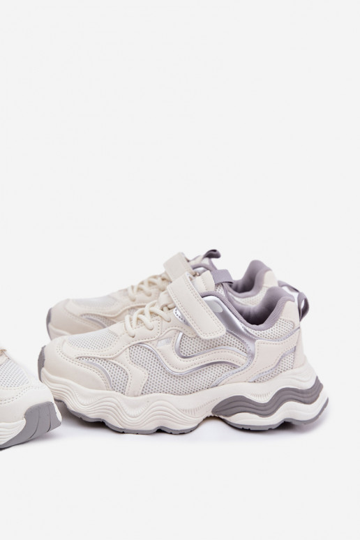 Sneakersy Dziecięce Na Grubej Podeszwie Białe Lianees