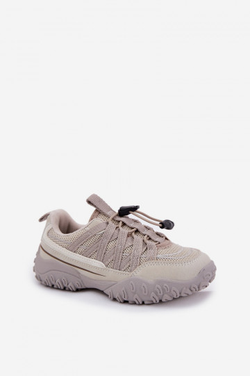 Sneakersy Dziecięce Ze Ściągaczem Jasnobeżowe Nanelita