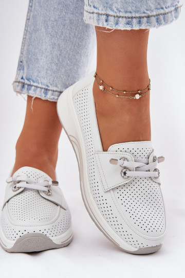 Leather Shoes Made Of Natural Leather On Platform Artiker 56C2101 White 2