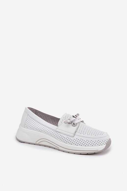 Leather Shoes Made Of Natural Leather On Platform Artiker 56C2101 White