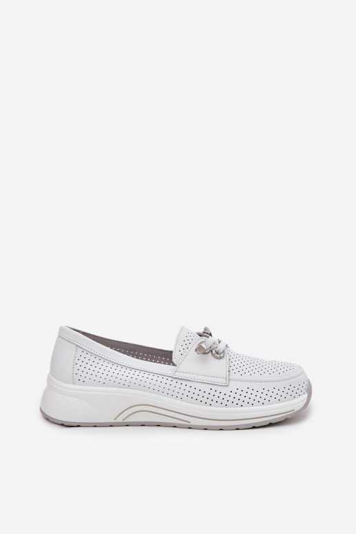 Leather Shoes Made Of Natural Leather On Platform Artiker 56C2101 White