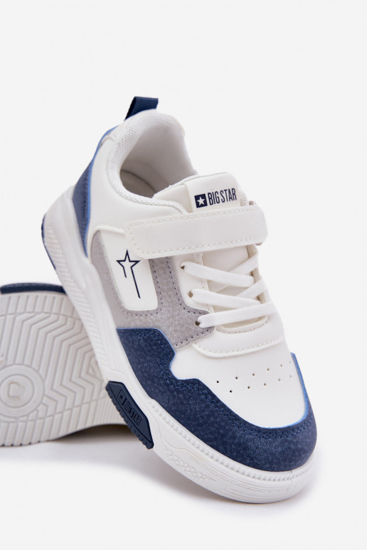 Lekkie Sneakersy Dziecięce Big Star RR374053 Biało-Niebieskie