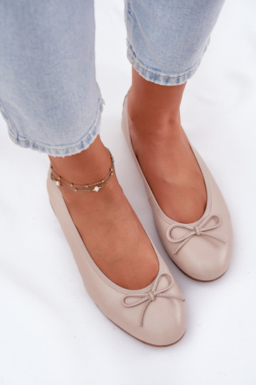 Leather Ballet Flats Women Maciejka P6800-04 Beige