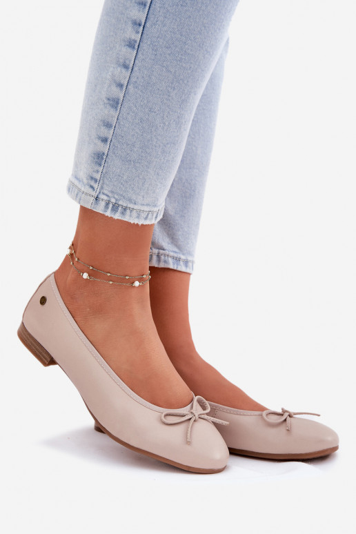 Leather Ballet Flats Women Maciejka P6800-04 Beige