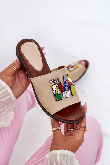 Women's Flat Sandals With Decoration Gold Clelione