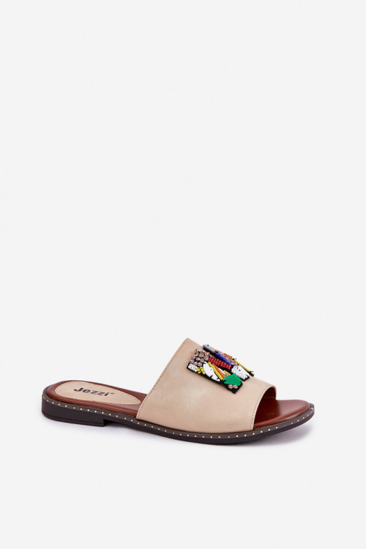 Women's Flat Sandals With Decoration Gold Clelione