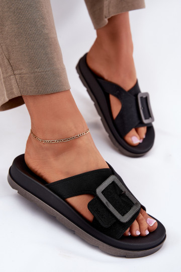 Fragrant Ladies Slippers With Decorative Buckle Black ZAXY RR285078