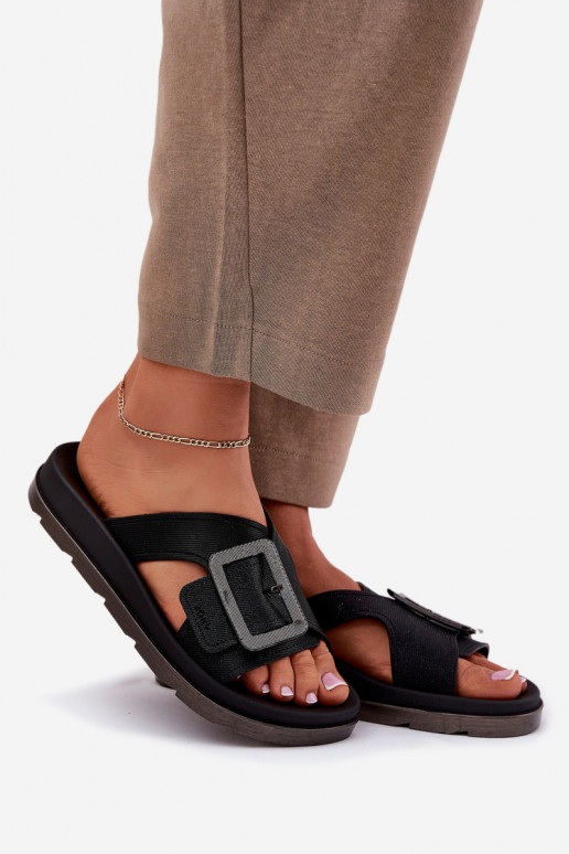 Fragrant Ladies Slippers With Decorative Buckle Black ZAXY RR285078