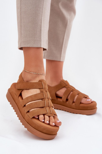 Women Sandals On Platform Eco Suede Camel Filisenia 2