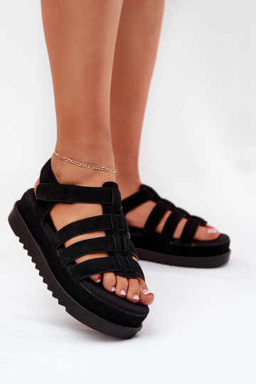 Women's Platform Eco Suede Sandals Black Filisenia