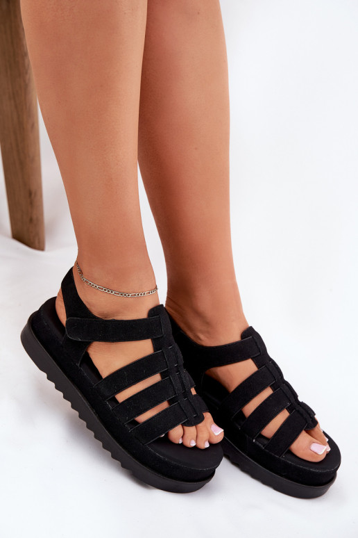 Women's Platform Eco Suede Sandals Black Filisenia