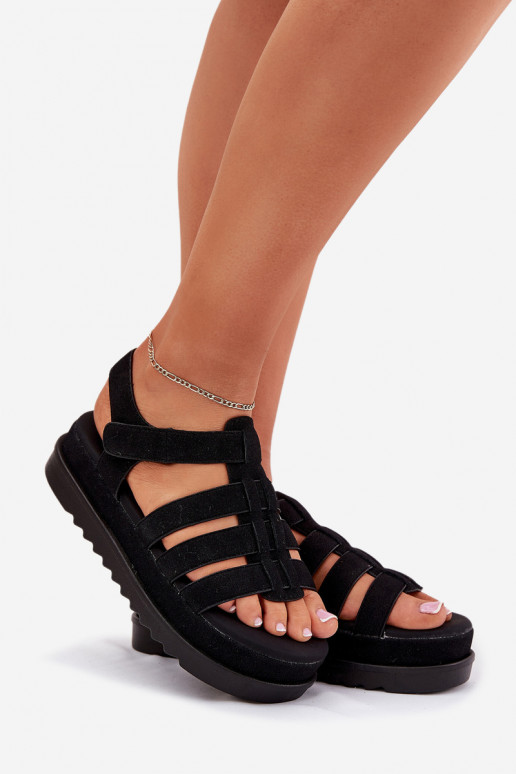 Women's Platform Eco Suede Sandals Black Filisenia
