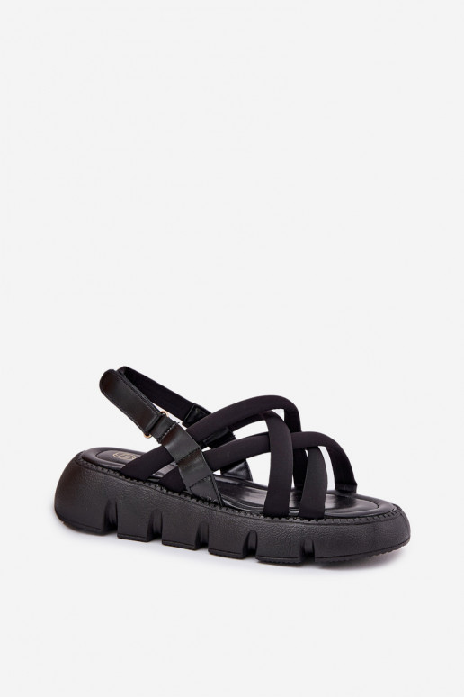 Women's platform sandals with straps black Filamira