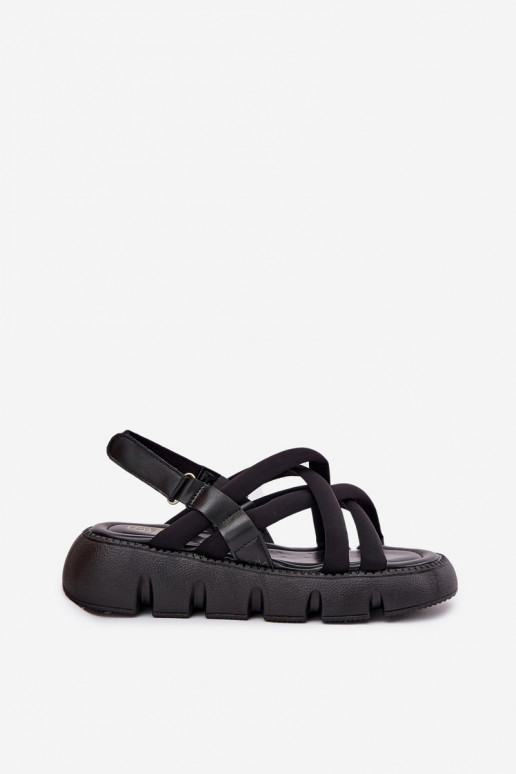 Women's platform sandals with straps black Filamira