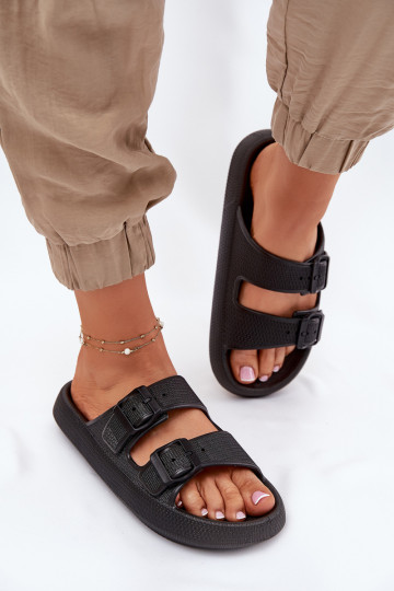 Women's Platform Sandals With Buckles Black Nitiana