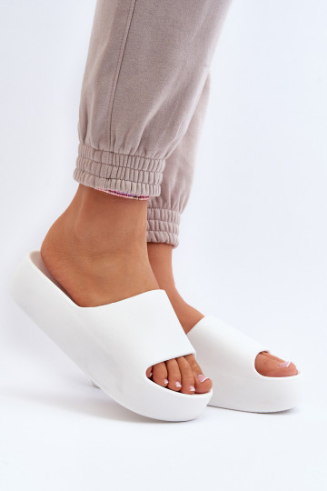 Women's Thick Sole White Slides Oreithano 2