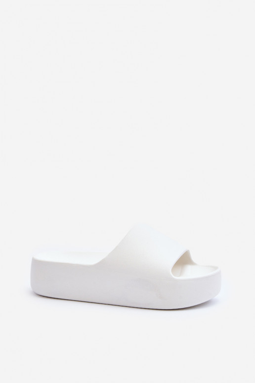 Women's Thick Sole White Slides Oreithano