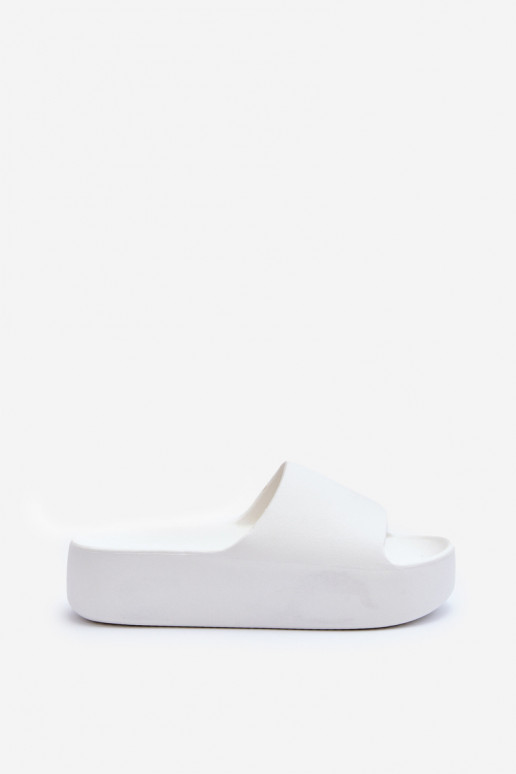 Women's Thick Sole White Slides Oreithano