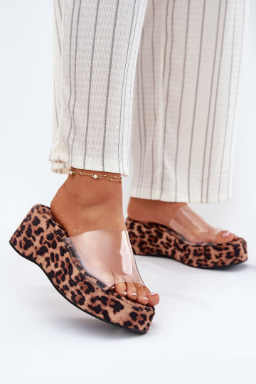 Women's sandals with transparent strap on wedge panther Meltiana