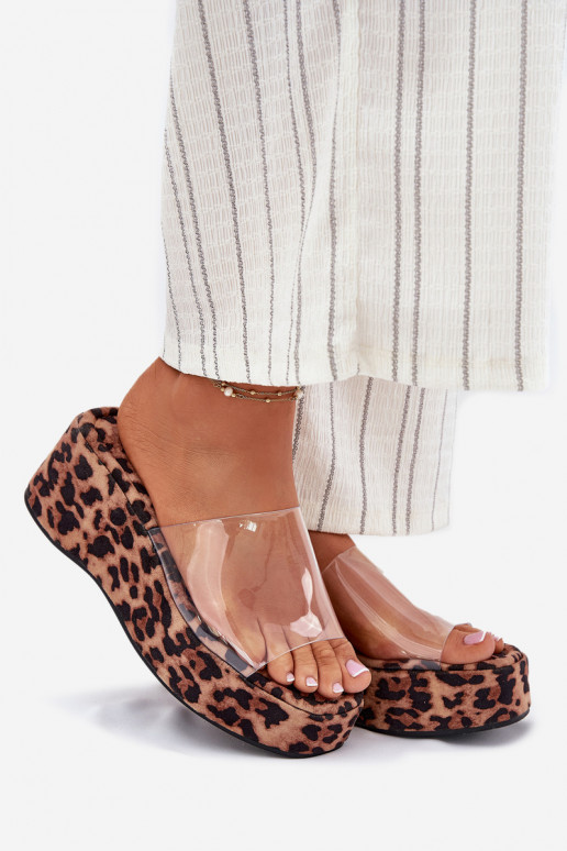 Women's sandals with transparent strap on wedge panther Meltiana