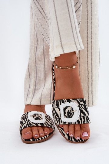 Flat Ladies Sandals With Decorative Buckle Zebra Clariola 2