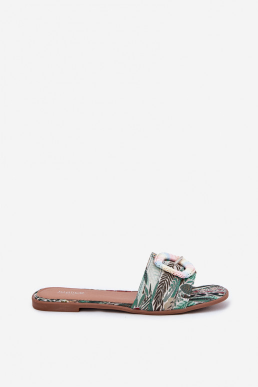 Flat Ladies Sandals With Decorative Buckle Multicolor Clariola
