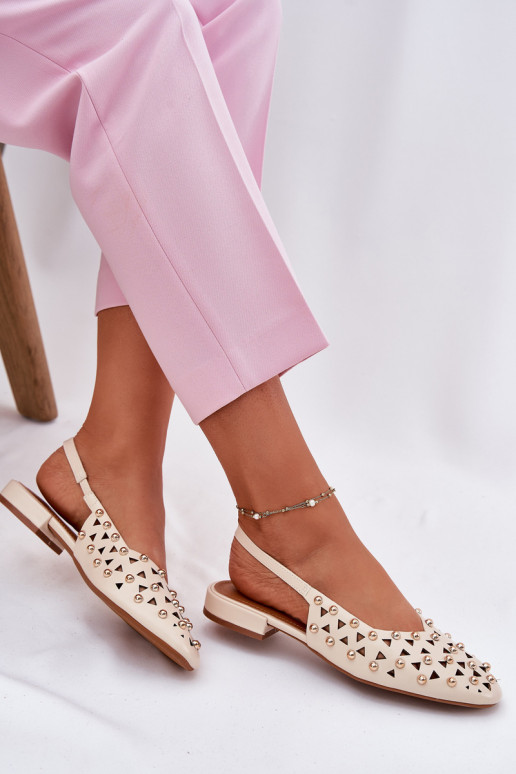 Embellished Ballerinas On A Flat Heel Beige Nilarisela