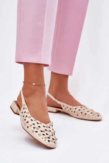 Embellished Ballerinas On A Flat Heel Beige Nilarisela 2