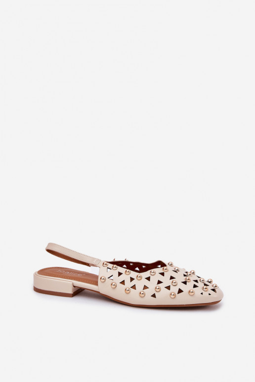 Embellished Ballerinas On A Flat Heel Beige Nilarisela