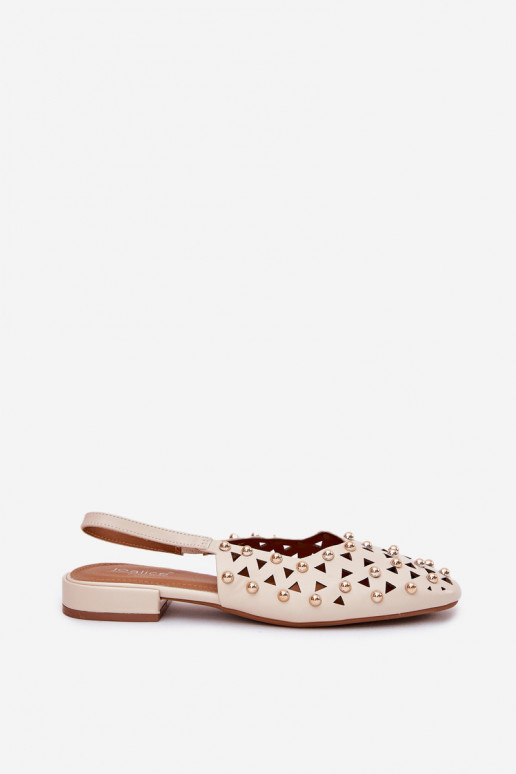 Embellished Ballerinas On A Flat Heel Beige Nilarisela