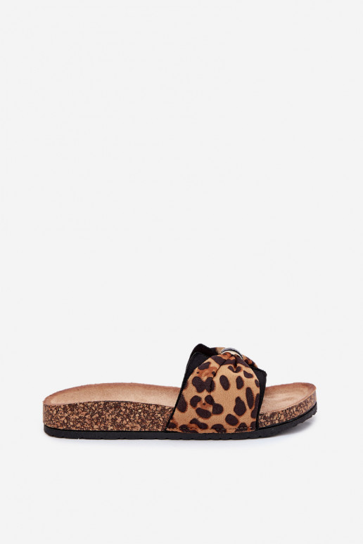 Ladies sandals on cork platform leopard print Mevuna