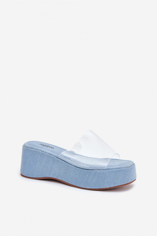 Women's Slippers With Transparent Strap On Wedge Jeans Meltiana Women's Slippers With Transparent Strap On Wedge Jeans Meltiana