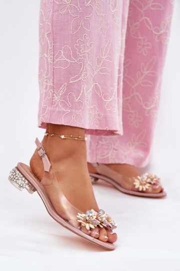 Transparent Low Heel Sandals With Decoration D&A MR51-709 Pink