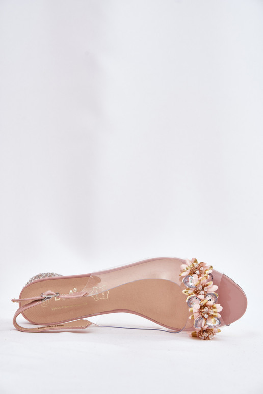 Transparent Low Heel Sandals With Decoration D&A MR51-709 Pink Transparent Low Heel Sandals With Decoration D&A MR51-709 Pink