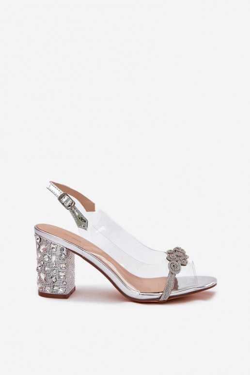 Transparent Heeled Sandals D&A MR51-705 Silver