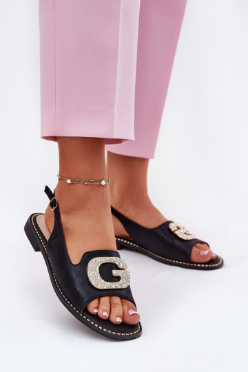 Women's Sandals With Decorative Detail Black S.Barski KV51-081