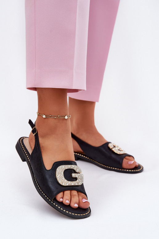 Women's Sandals With Decorative Detail Black S.Barski KV51-081