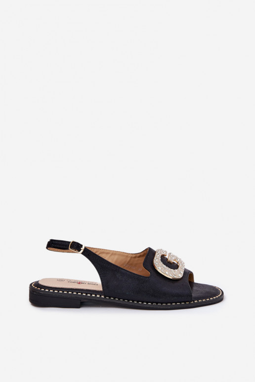 Women's Sandals With Decorative Detail Black S.Barski KV51-081