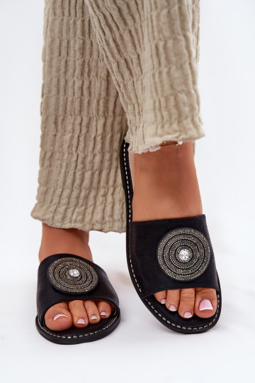 Ladies Flat Sandals With Decoration S.Barski KV51-013 Black