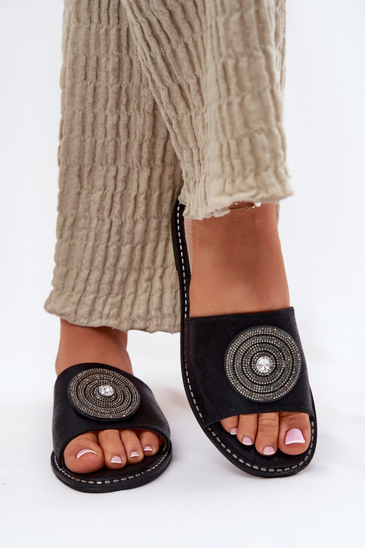 Ladies Flat Sandals With Decoration S.Barski KV51-013 Black